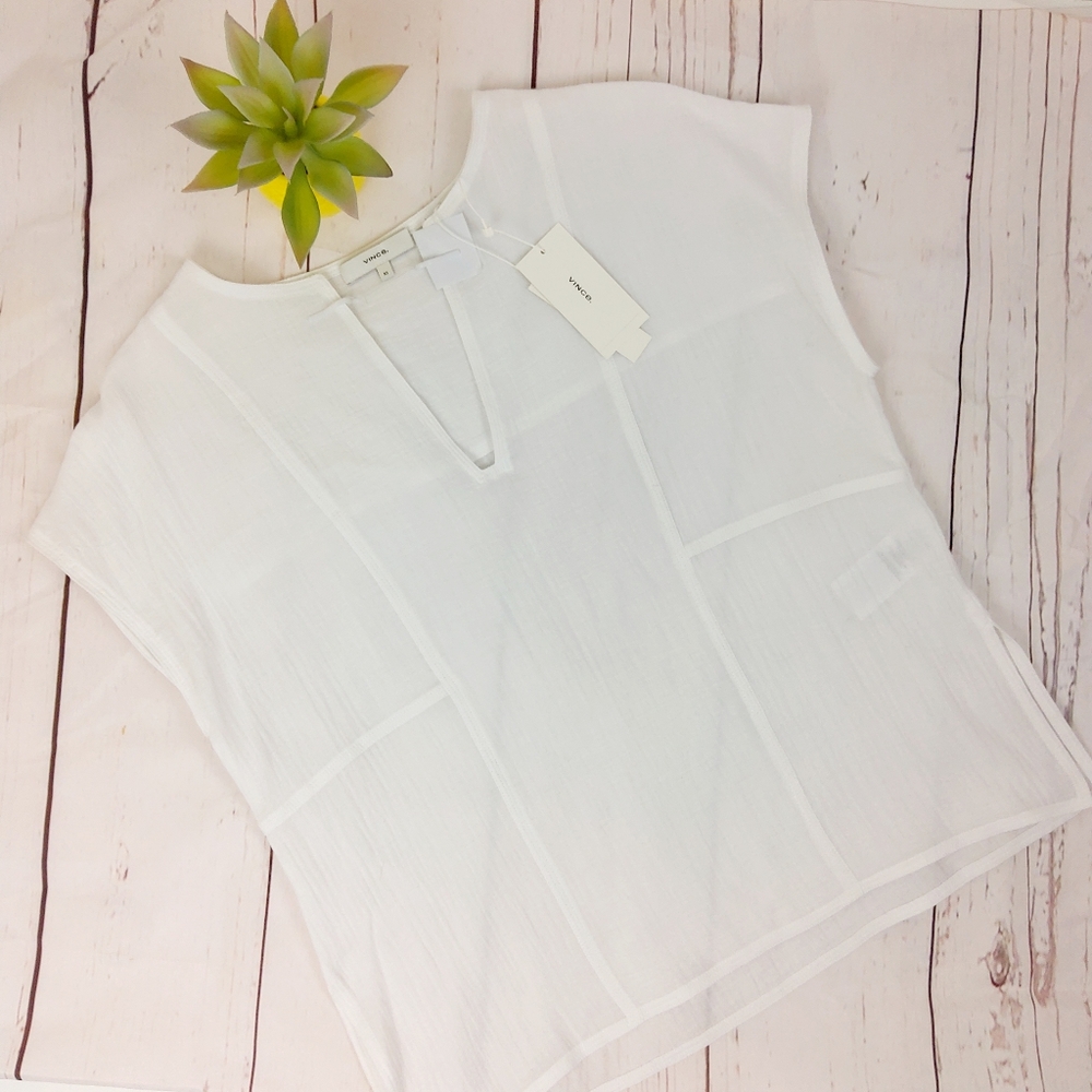 Vince. White Cotton Blouse Size XS